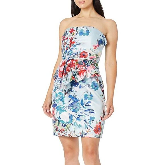 Parker Josephine Strapless Floral Embellished Sheath Mini Dress S - Picture 1 of 7